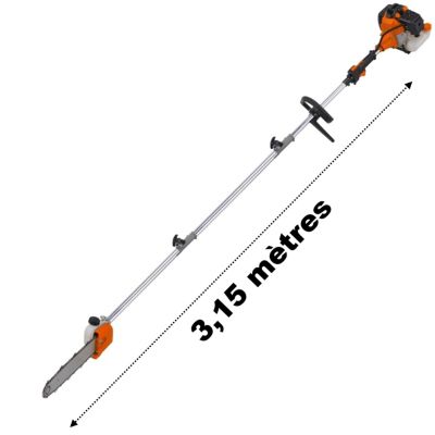 Elagueuse thermique sur perche, 52 cm3, 3 CV, longueur 3.15 mètres GT Garden