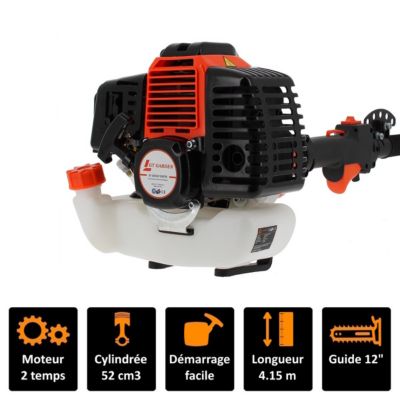 Elagueuse thermique sur perche avec tête orientable, 52 cm3, 3 CV, longueur 4.15 mètres - GT GARDEN