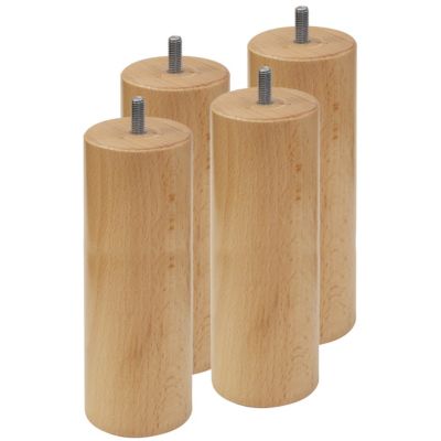 ELEA - Jeu de 4 pieds 20 cm naturel pour sommier tapissier