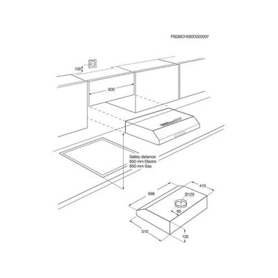 ELECTROLUX Hotte visière 60 cm 272 m3/h noire - EFU216K