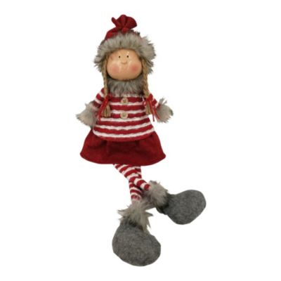 Elf de Noël Gnome Tissu de Noël Gris Rouge Personnages