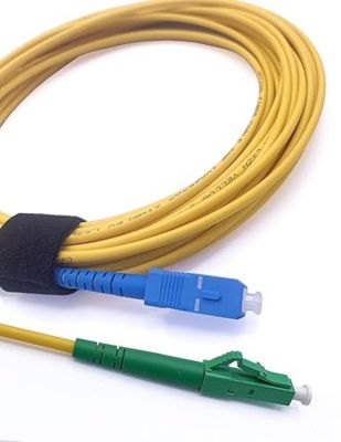 Elfcam - 100m Câble à Fibre Optique SC/UPC à LC/APC Monomode Simplex 9/125um OS2 Jarretière Optique LSZH Jaune