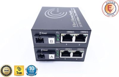 Elfcam - 2 Convertisseurs Fibre SC Monomode, 2x SFP + 2x RJ45, Jusqu'à ...