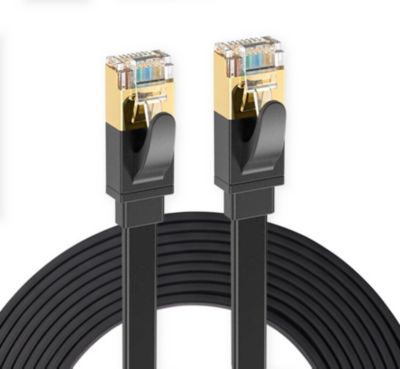 Elfcam - 2m Câble Ethernet RJ45 Cat7 Flat Noir, 10Gbps 600MHz, Cuivre ...