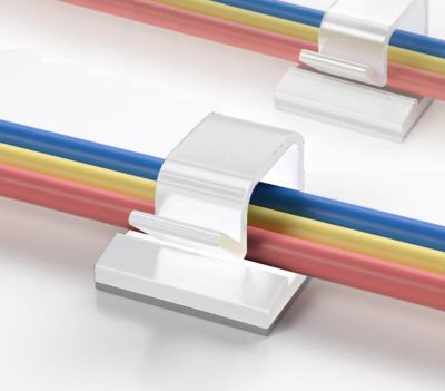 Elfcam - 30x Clips Câble Adhésif Ethernet, Blanc 8.0mm, Maison/Bureau, Attache Fil (Lot de 30)