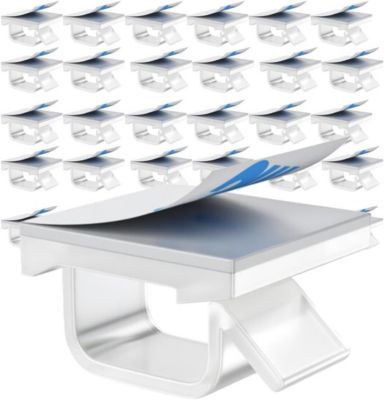 Elfcam - 30x Clips Câble Adhésif Ethernet, Blanc 8.0mm, Maison/Bureau, Attache Fil (Lot de 30)