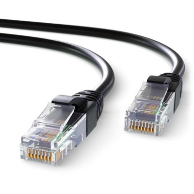 Elfcam - 35m Câble Ethernet RJ45 Cat 6 Rond Noir 1Gbps 26AWG, LAN/WAN ...