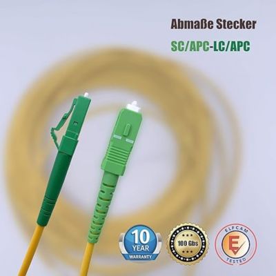 Elfcam - 7m Câble à Fibre Optique SC/APC à LC/APC Monomode Simplex 9/125um OS2 Jarretière Optique LSZH Jaune
