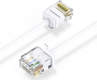 Elfcam - Câble RJ45 Cat 6 Slim 1.5m (Blanc) - 32AWG Ultra Fin, Réseau LAN/WAN, Haut Débit, Idéal PC, Box, Routeur