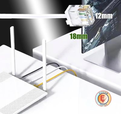 Elfcam - Câble RJ45 Cat 6 Slim 1.5m (Blanc) - 32AWG Ultra Fin, Réseau LAN/WAN, Haut Débit, Idéal PC, Box, Routeur