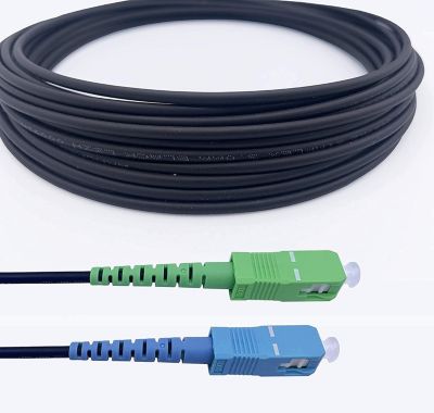 Elfcam - Fibre Optique 25m (Noir, Blindé Acier) - SC/APC-SC/UPC, OS2 Monomode, Étanche, Int./Ext.