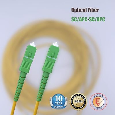 Elfcam - Fibre Optique SC/APC-SC/APC 10m (Jaune), 9/125um Monomode, Haute Perf., Compatible Livebox, SFR, Bbox, Mobistar