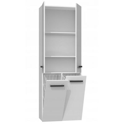 ELLOS - Armoire de salle de bain - 2 paniers, poignées minimalistes - 174x60x30 cm - BLANC BRILLANT