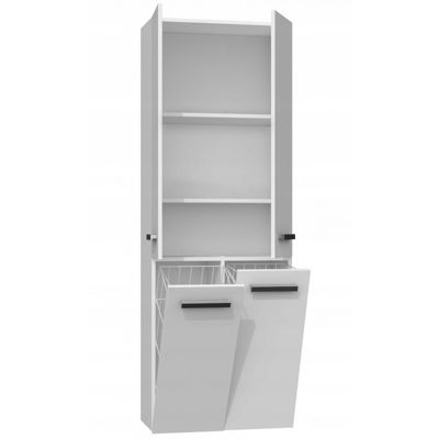ELLOS - Armoire de salle de bain - 2 paniers, poignées minimalistes - 174x60x30 cm - BLANC