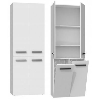 ELLOS - Armoire de salle de bain - 2 paniers, poignées minimalistes - 174x60x30 cm - BLANC