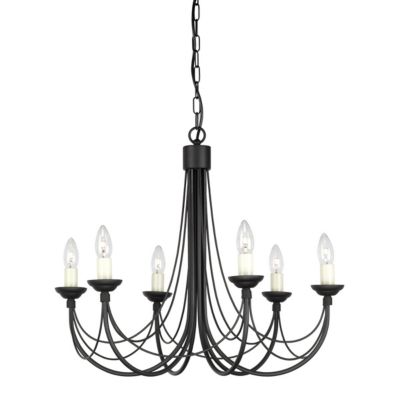 Elstead Carisbrooke - Lustre à 6 bras multiples au fini noir - Abat-jour en verre non inclus, E14