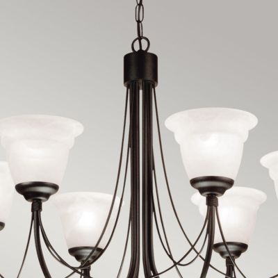 Elstead Carisbrooke - Lustre à 6 bras multiples au fini noir - Abat-jour en verre non inclus, E14