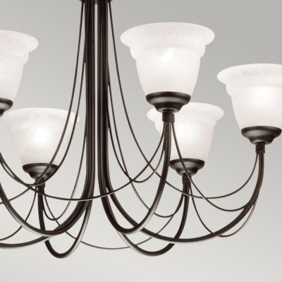 Elstead Carisbrooke - Lustre à 6 bras multiples au fini noir - Abat-jour en verre non inclus, E14