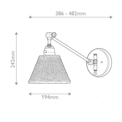 Elstead Hinkley Arti Applique murale Hinkley Arti Dome contemporaine noire, abat-jour en rotin naturel, 1 culot E27