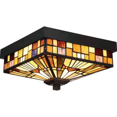 Elstead Inglenook Outdoor - Plafonnier extérieur à 2 ampoules Tiffany - Fini bronze, E27