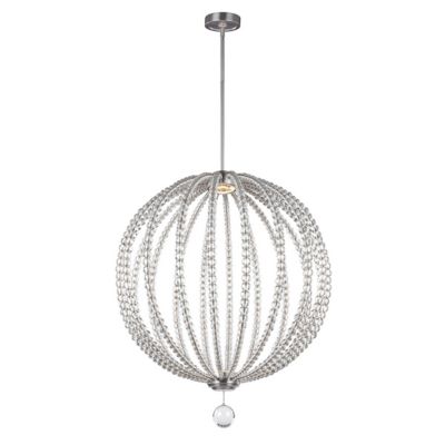 Elstead Oberlin - Grand luminaire suspendu sphérique à 2 ampoules DEL, nickel satiné