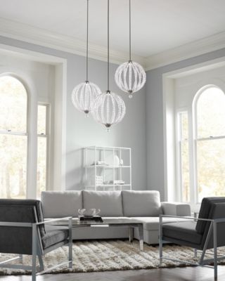 Elstead Oberlin - Grand luminaire suspendu sphérique à 2 ampoules DEL, nickel satiné
