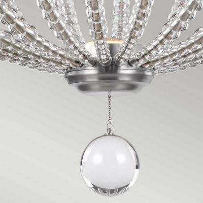 Elstead Oberlin - Grand luminaire suspendu sphérique à 2 ampoules DEL, nickel satiné