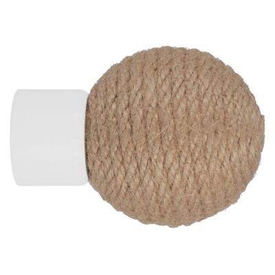 Embout boule corde pour barre à rideau Volos bois de hêtre blanc Ø28mm GoodHome