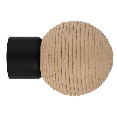 Embout boule striée, corde pour barre à rideau Lamia bois de hêtre beige Ø28mm GoodHome