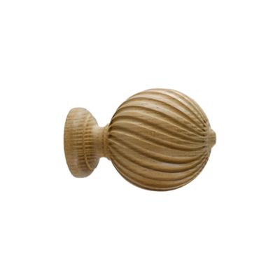 Embout boule striée pour barre à rideau GoodHome 28 mm Symi naturel
