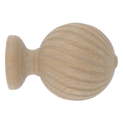 Embout boule striée pour barre à rideau Symi bois de frêne beige Ø28mm GoodHome