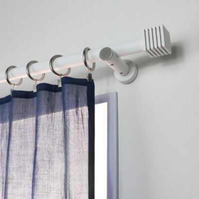 Embout cube strié pour barre à rideau bois de hêtre blanc Ø28mm Mobois