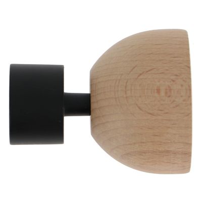 Embout cylindre pour tringle à rideau bois et métal noir Ø.2,8 Mobois