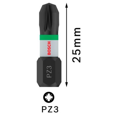 Embout de vissage torsion impact PZ3 25 mm Bosch - 2 pièces