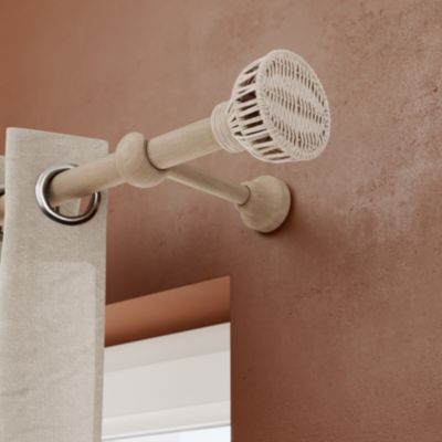 Embout rond pour barre à rideau Symi rotin beige Ø28mm GoodHome