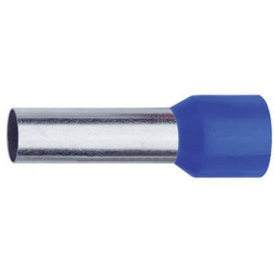 Embout simple d'extrémité de câble 16 mm² x 12 mm lot de 100 - partiellement isolé, code couleur bleu.