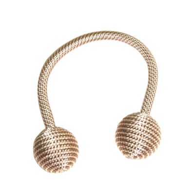 Embrasse à rideaux à rideaux nouage 2 billes beige polyester ⌀3,5 x L.23 cm