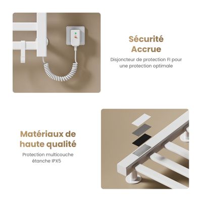 EMKE Seche Serviette Electrique, 750 x 400 mm Blanc 250W, Chauffe Serviette Salle de Bain avec WiFi Thermostat,Sèche Serviette électrique,Porte- Serviettes Chauffant