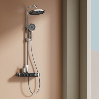 EMKE Colonne de douche Thermostat Chrome - Effet pluie 26 cm, Douchette ...