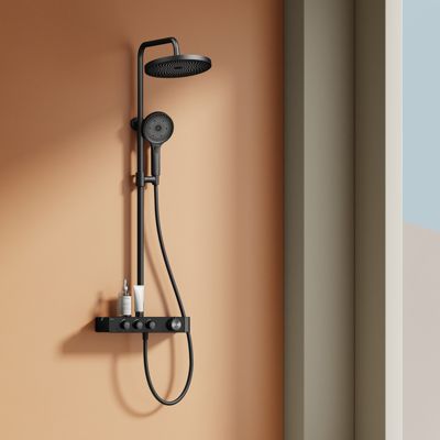EMKE Colonne de douche Thermostat Noir - Effet pluie 26 cm, Douchette 3 ...