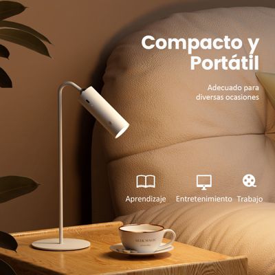 EMKE Lampe de table LED magnétique sans fil 5 en 1, Rechargeable, dimmable, commande tactile, 3 modes de couleur, USB-C, blanc