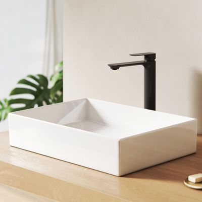 EMKE Lavabo en Céramique Blanc 510x370x110 mm, Vasque Carrée, Posable