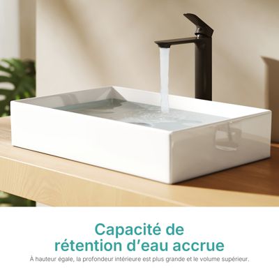 EMKE Lavabo en Céramique Blanc 510x370x110 mm, Vasque Carrée, Posable