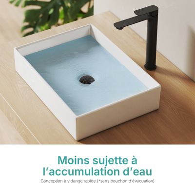 EMKE Lavabo en Céramique Blanc 510x370x110 mm, Vasque Carrée, Posable