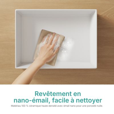 EMKE Lavabo en Céramique Blanc 510x370x110 mm, Vasque Carrée, Posable