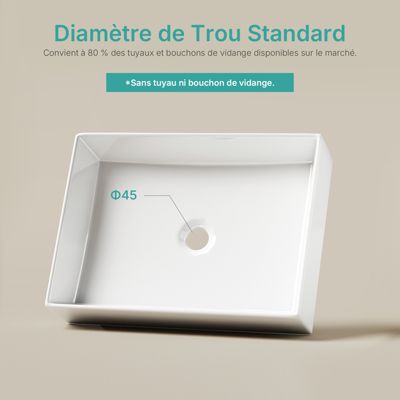 EMKE Lavabo en Céramique Blanc 510x370x110 mm, Vasque Carrée, Posable