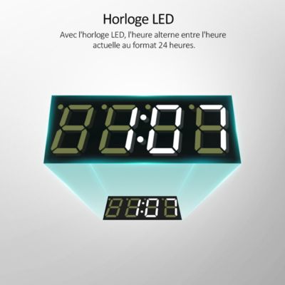 EMKE Miroir lumineux salle de bain 70x50cm, cadre noir,Interrupteur Tactile, Anti-buée, Horloge et Température, 4300k, Dimmable