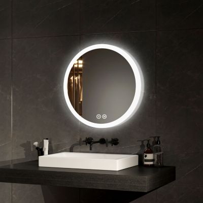 EMKE Miroir Salle De Bain LED 60 X 80 Cm, Miroir Avec Interrupteur
