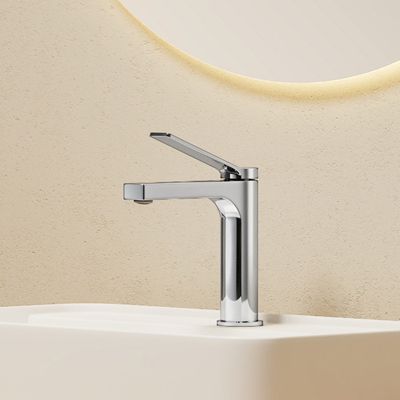 EMKE Mitigeur de Lavabo Monocommande 195 x 173 mm en Laiton, Robinet Salle de Bain avec Aérateur NEOPERL, Chrome