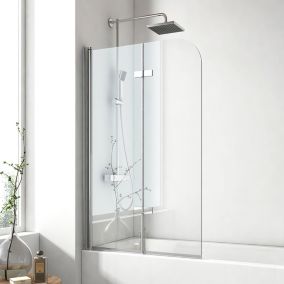 EMKE Pare de baignoire en 6 mm verre securit Paroi de douche pliable pour baignoire Revêtement Nano facile à nettoyer 110 x 140 cm